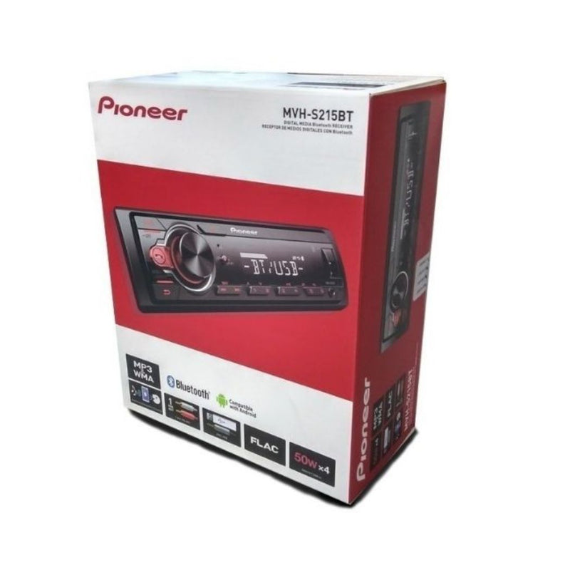 Autoestéreo básico PIONEER MVH-S215BT Compatible con Smartphones USB Bluetooth Aux 50W