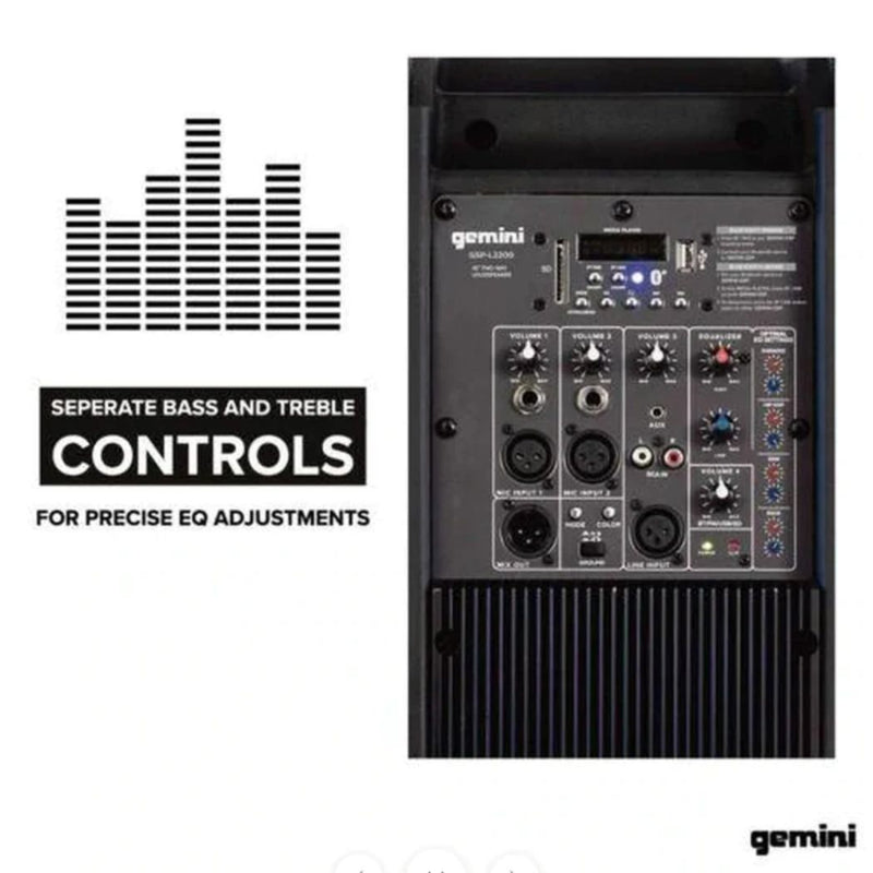 Bafle Activo GEMINI GSP-L2200PK 15" 2200 W PMPO TWS Bluetooth