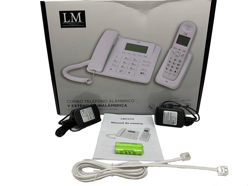 Teléfono Alámbrico LM-1572 Blanco Dual SIM Identificador de Llamadas