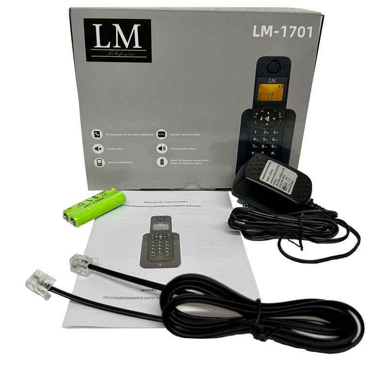 Teléfono Inalámbrico LM-1701 Negro Identificación de llamadas