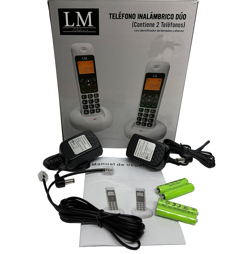 Teléfono Inalámbrico LM-1702-2 Blanco Pantalla LCD de 3 líneas