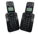 Set de 2 teléfonos inalámbricos LM-7002 negros con base de carga, ideal como teléfonos de casa inalámbricos para la oficina y el hogar