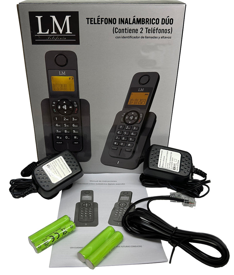 Teléfono Inalámbrico LM-7002 Negro Set 2 Pantalla LCD