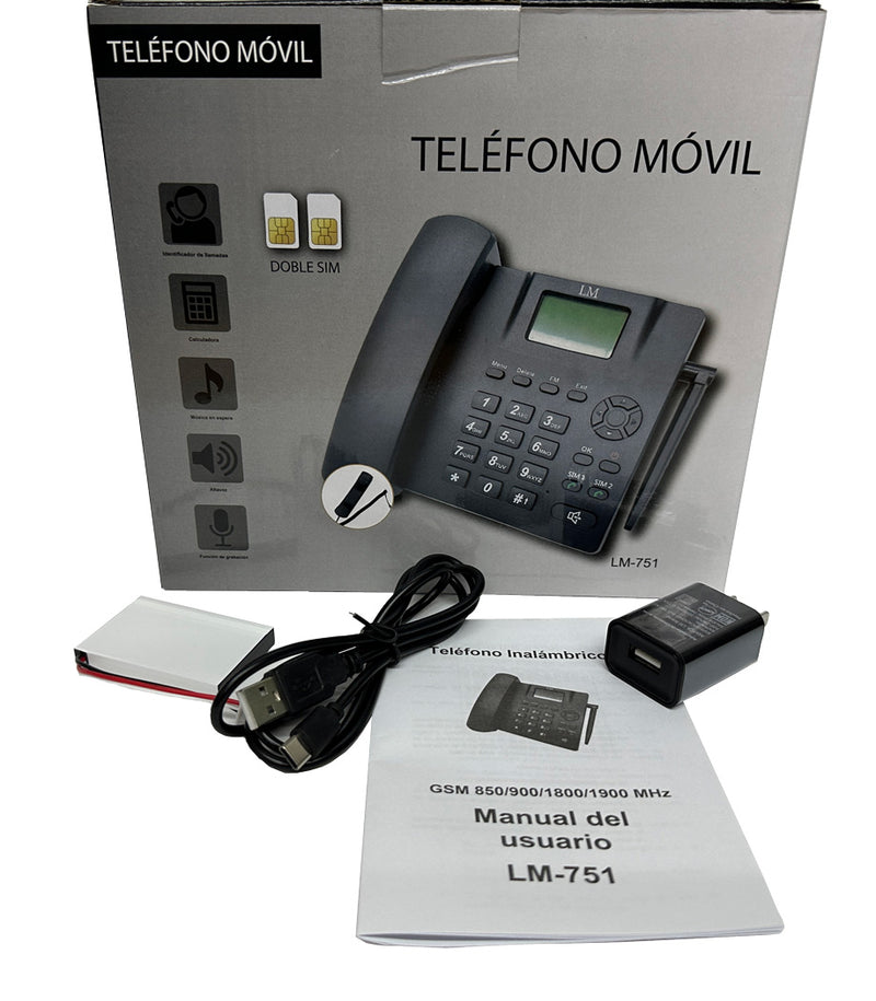 Teléfono Alámbrico LM-751 Negro Red 2G, 3G y 4G Dual SIM