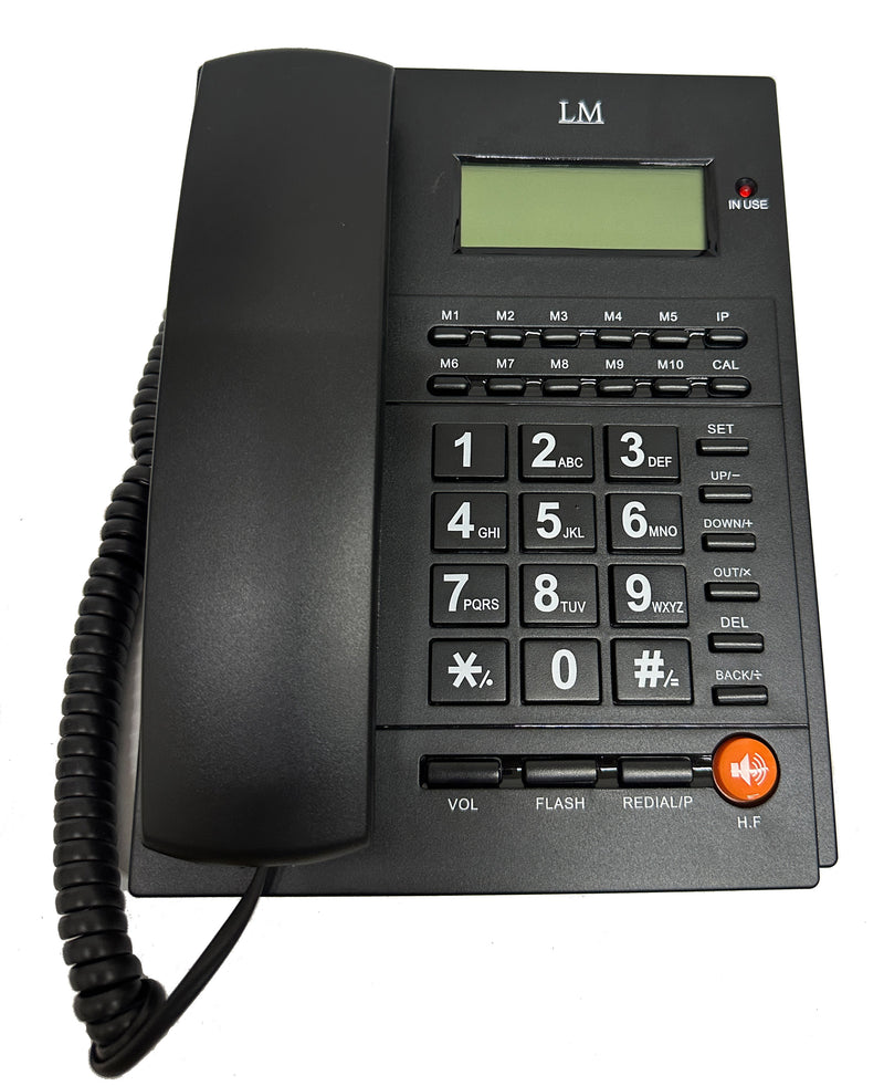 Teléfono Alámbrico LM modelo LM-1801 Negro Entrada para Auriculares