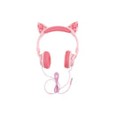 Audífonos Infantiles Gato MISIK MH660 Rosa Luces LED Alámbricos Plegables