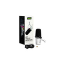 Panel de control del micrófono Shure MV7+ blanco, mostrando su conexión USB-C para grabaciones de podcast