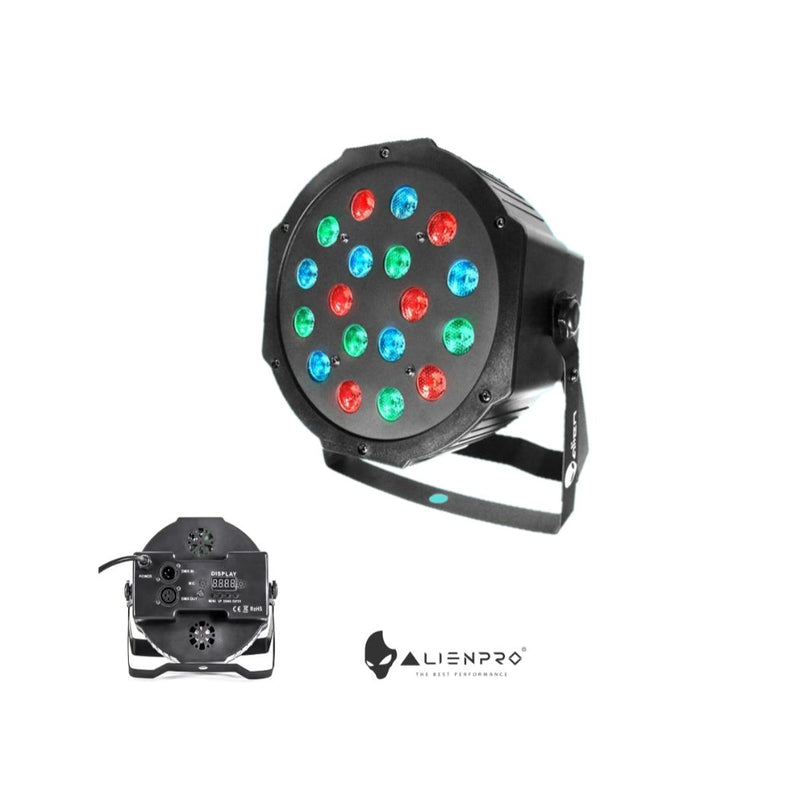 Cañón de Led ALIEN PRO PAR18X3W RGB Audio Rítmico 18 Leds