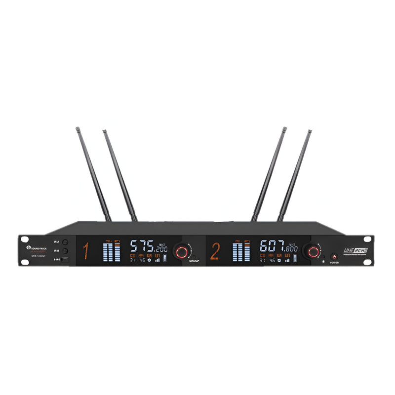 Sistema de Micrófonos Inalámbricos STW-100HUT SOUNDTRACK Frecuencias Variables, Alcance 100m