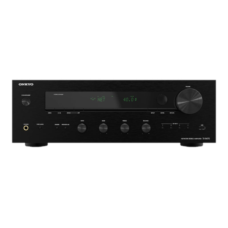 Receptor Estéreo TX-8470 ONKYO de 2 Canales, Wi-Fi, Bluetooth, Phono, Audio y Video