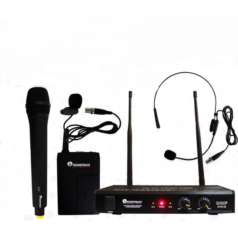 Microfono Inalámbrico SOUNDTRACK STW-28HUL Diadema Mano Solapa