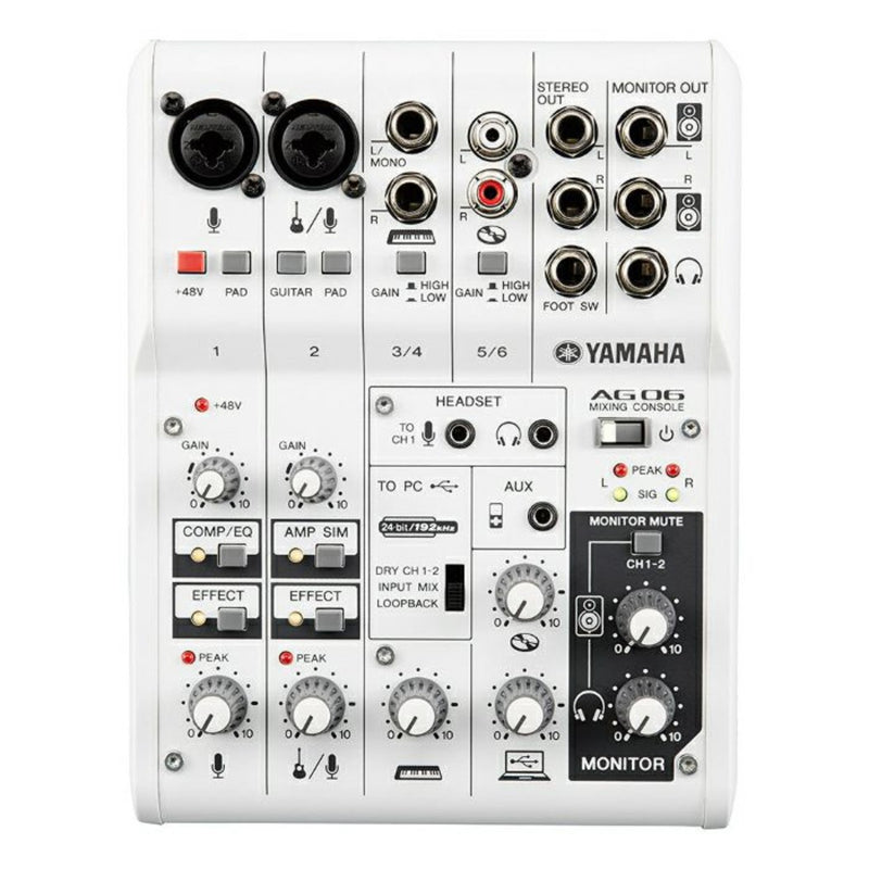 Mezcladora Multiusos Yamaha AG06 6 Canales con Interfaz de Audio USB
