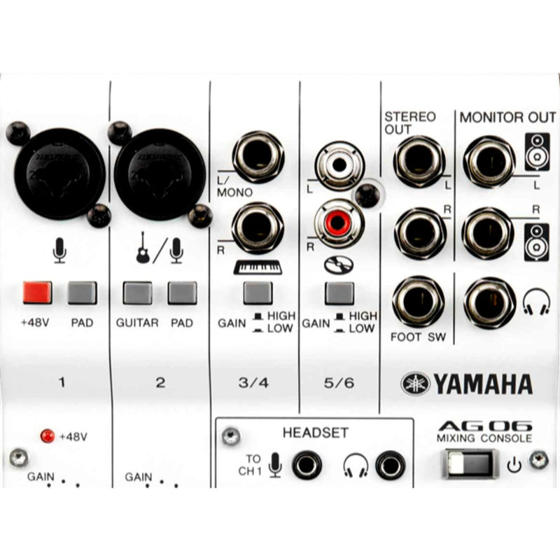 Mezcladora Multiusos Yamaha AG06 6 Canales con Interfaz de Audio USB