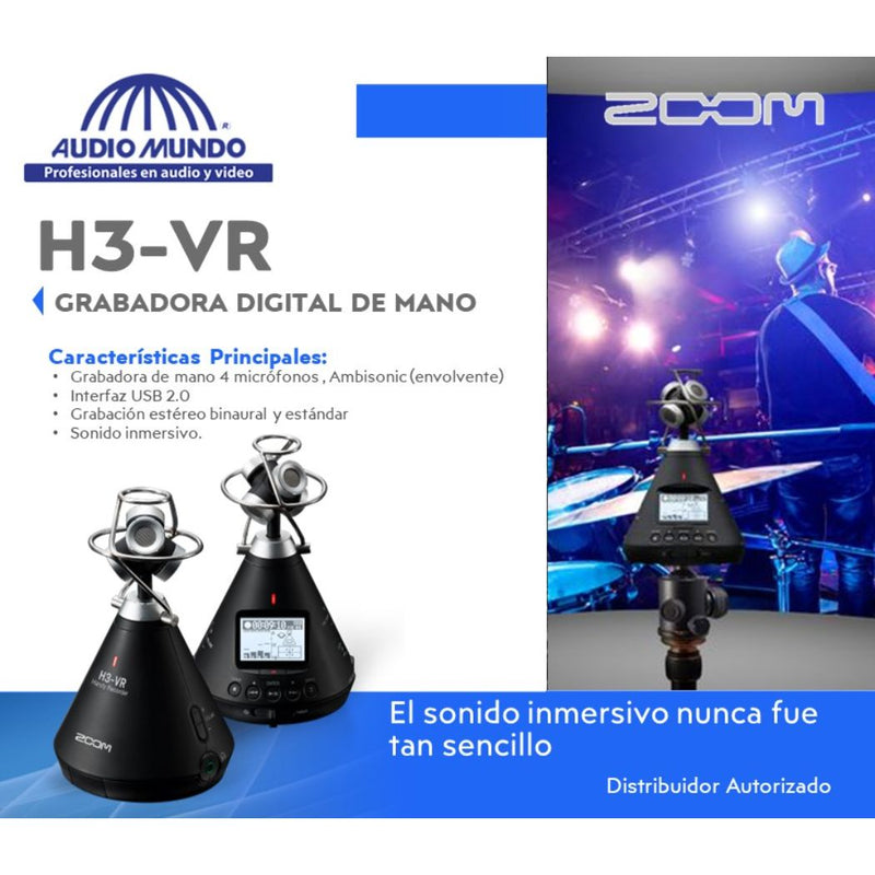 Grabadora Móvil ZOOM H3-VR 4 Micrófonos/microSD hasta 512GB