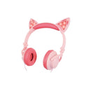 Audífonos Infantiles Gato MISIK MH660 Rosa Luces LED Alámbricos Plegables